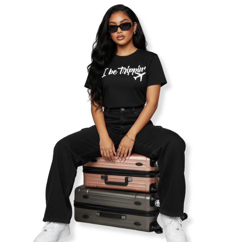 I Be Trippin’ Travel Tee – Chic Women’s Airport Outfit Shirt | Funny Jetsetter Graphic T-Shirt