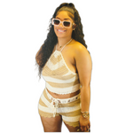 Lounge with Me Knit Stripe Holter Set with Shorts