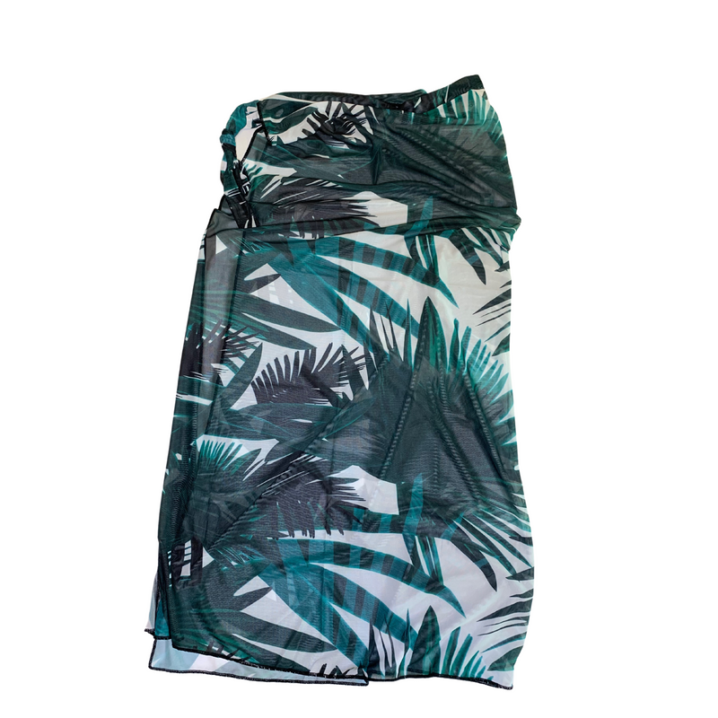 Leaf Print Cover Up Wrap Skirt