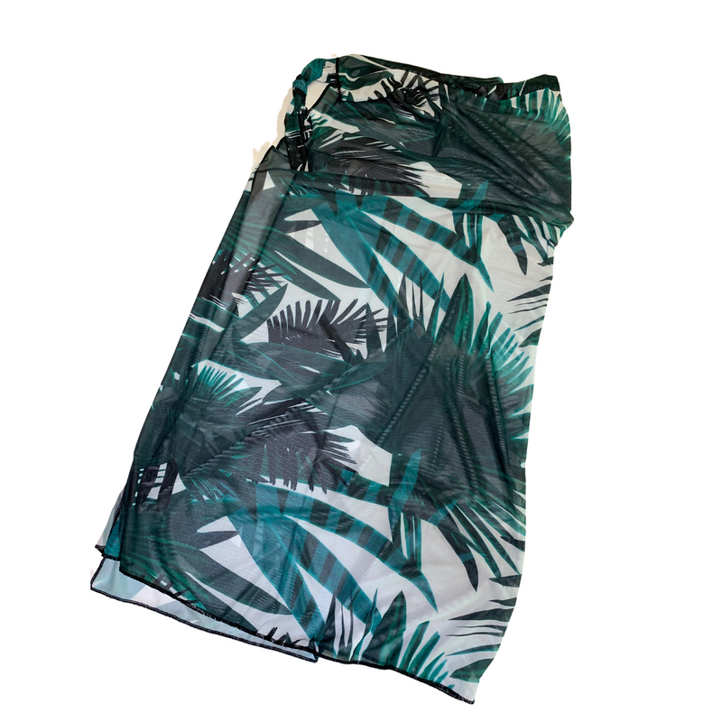 Leaf Print Cover Up Wrap Skirt