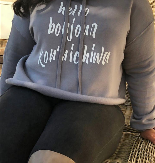 Around the World Cropped Fleece Hoodie